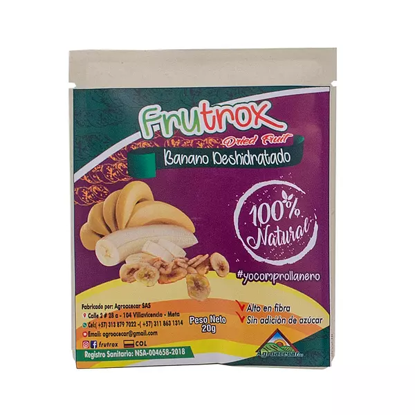 Banano Deshidratado Frutox 20 Gr