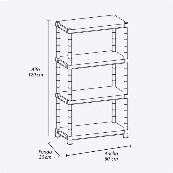 Estante Solido 4 Niveles 12" Rimax