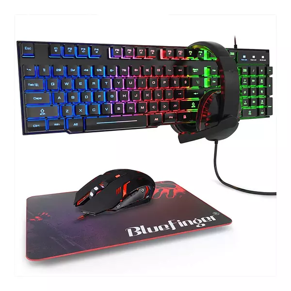 Juego Teclado, Mouse Led Gamer Retroiluminados + Auriculares