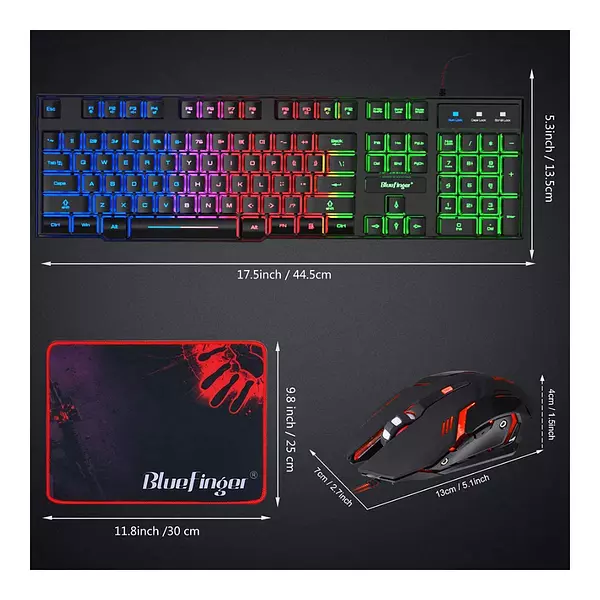 Juego Teclado, Mouse Led Gamer Retroiluminados + Auriculares
