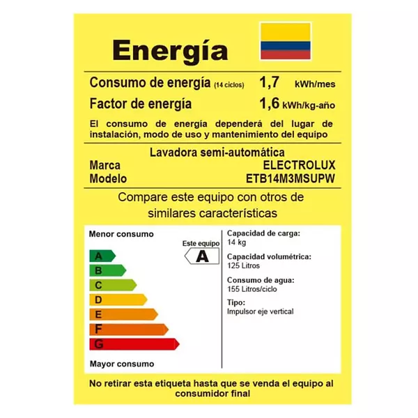 Lavadora Doble Tina 14 Kg Electrolux