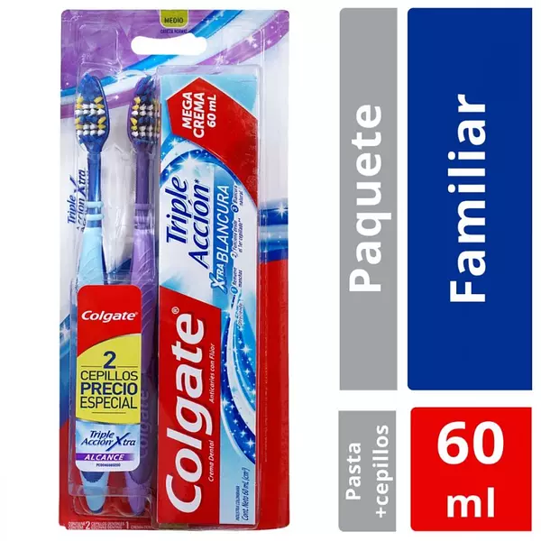 Crema Dental Colgate Triple Acción Extra Blancura + Cepillos