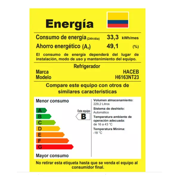 Nevera Siberia No Frost 230 Litros Haceb Manija Integrada