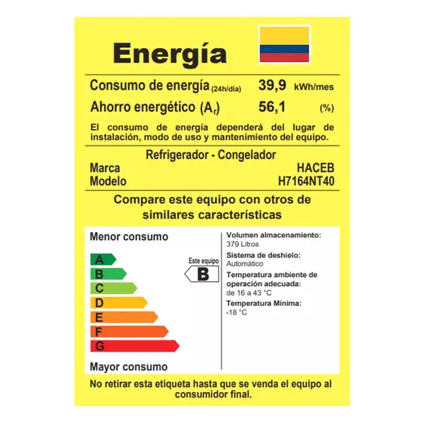 Nevera Himalaya No Frost 404 Litros Haceb Control Interno