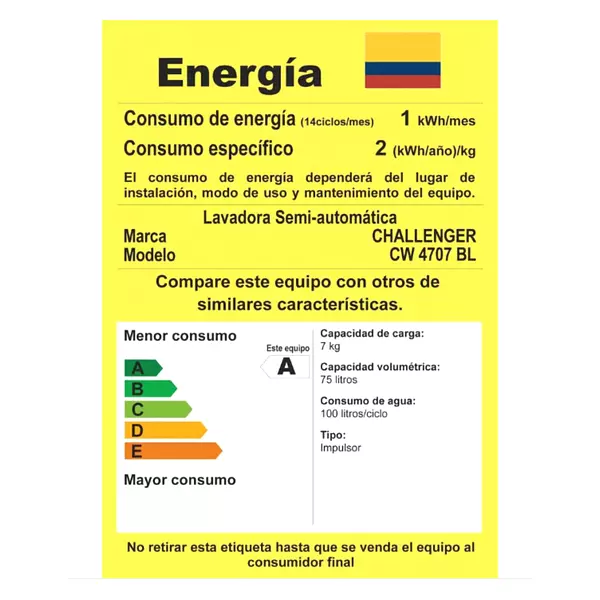 Lavadora Semiautomática 7 Kilos Challenger