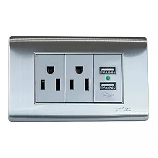 Toma Doble + Usb Acero Inoxidable Unitec