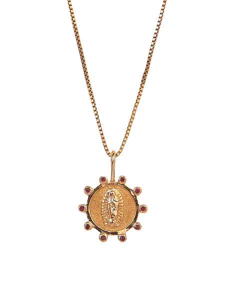 Medalla Guadalupe Mini Oro Y Rubies