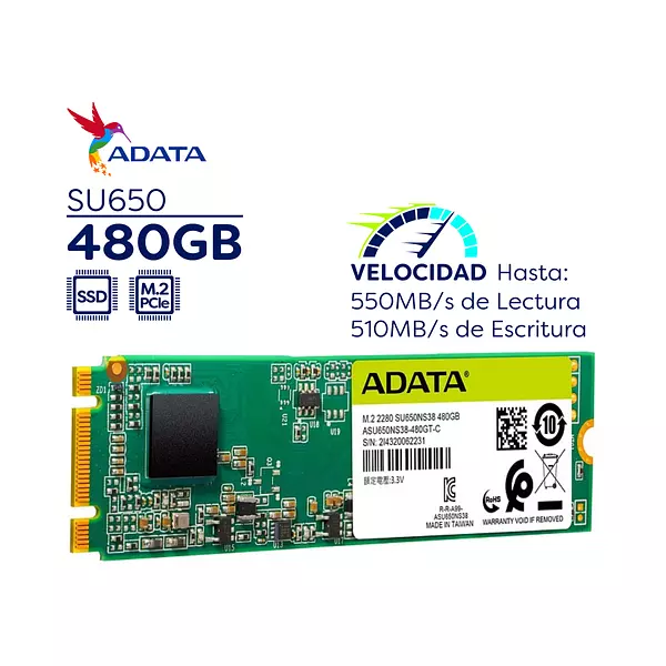 Unidad De Estado Sólido Ssd M.2 De 480 Gb Adata