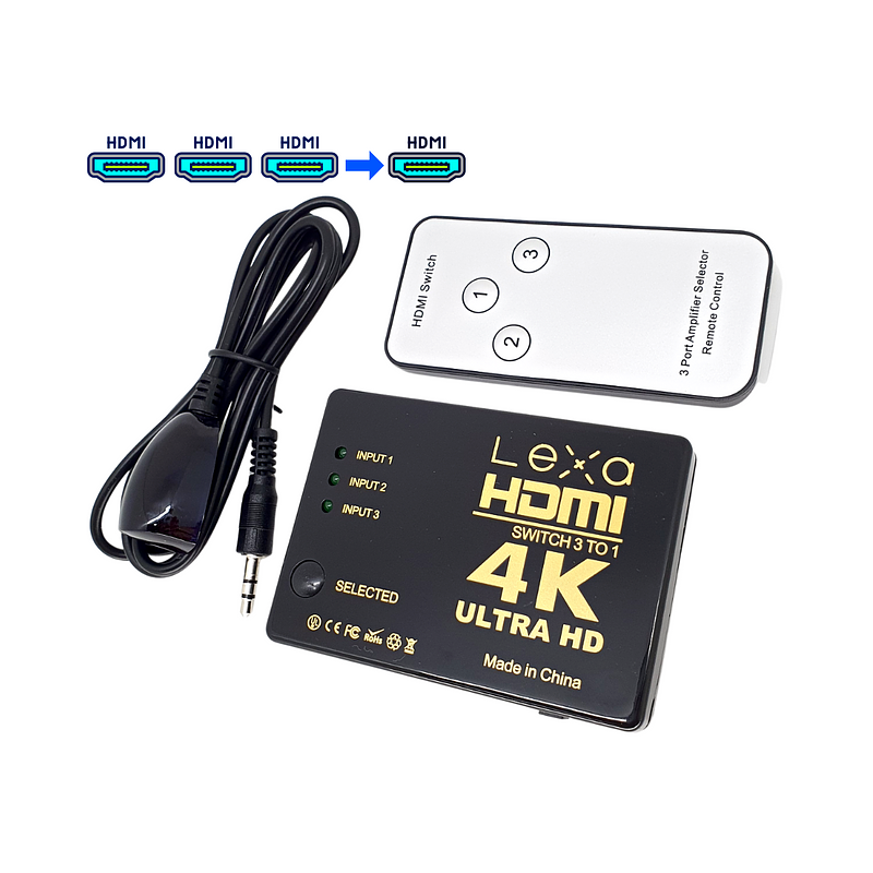 Switch HDMI 3x1 puertos / Selector de 3 entradas 1 salida soporta 4K Ultra  HD - Tecnopura