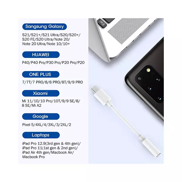 Adaptador Tipo C A Plug 3.5 Hembra Conector De Auriculares