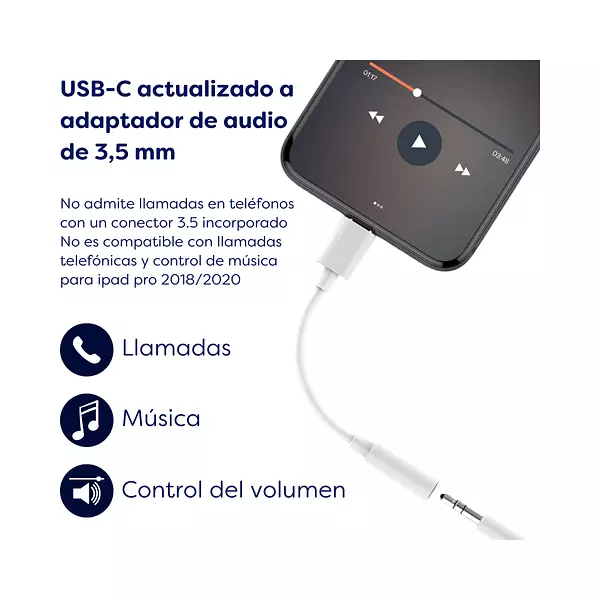 Adaptador Tipo C A Plug 3.5 Hembra Conector De Auriculares