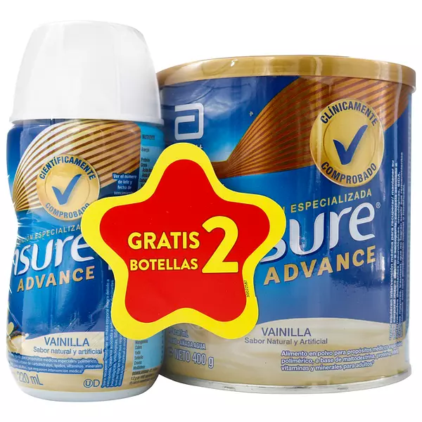 Ensure Advance Vainilla + 2 Ensure Advance Liquido