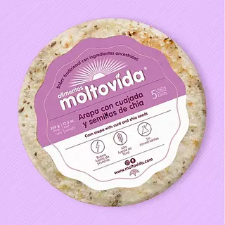 Arepa con Cuajada y Semillas de Chia 5 Unidades 350g - Molto