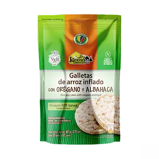Galletas de Arroz Inflado con Oregano y Albahaca 60gr -Karav
