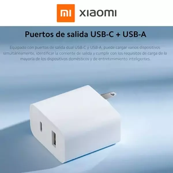 Cargador Pared Xiaomi Carga Rápida 33w Doble / Usb A + Usb C