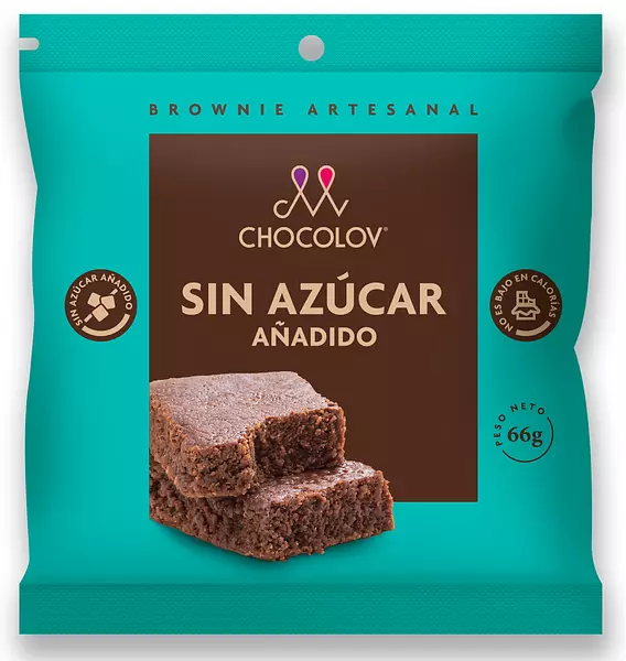 Brownie Artesanal Sin Azucar 66 Gr - Chocolov