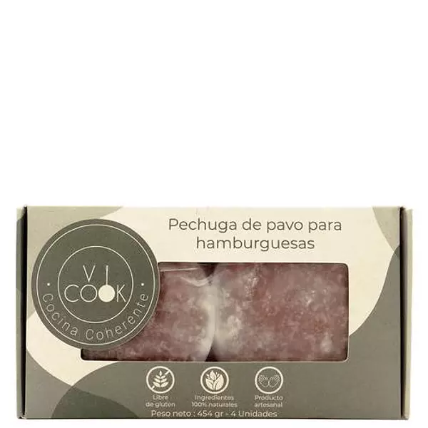 Pechuga de Pavo para Hamburguesas 454g 4 Und - Vicook