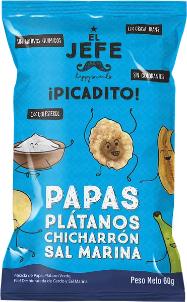 Papas, Platano, Chicharron y Sal Marina 60g - El Jefe