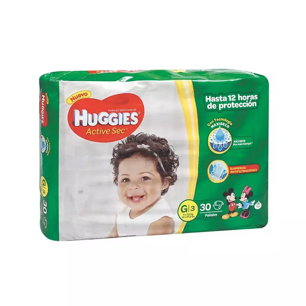 Pañales Huggies Active Sec Etapa 3/G x 30 Unidades