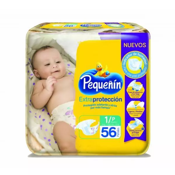 Pañales Pequeñín Extraprotección Etapa 1/P x 56 Unidades