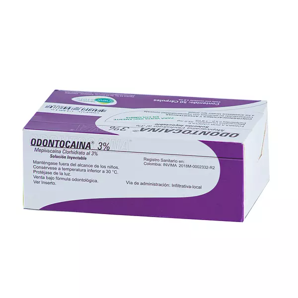 Anestesia Odontocaina Sin Epinefrina 3% Caja x 5 Blister