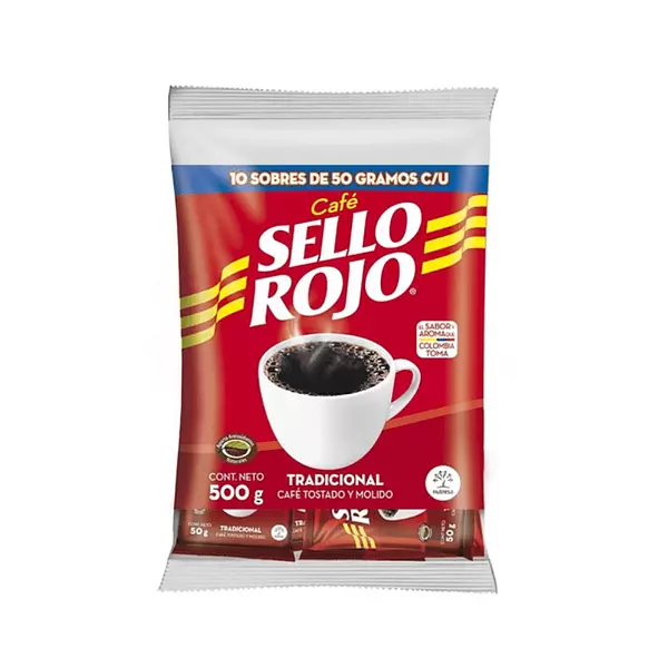 Café Sello Rojo Tradicional 10 Sobres x 50 Gr C/U