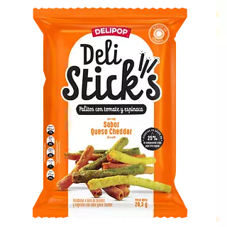 Palitos con Tomate y Espinaca Sabor A Queso Cheddar 28g-Deli