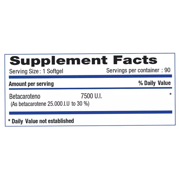 Betacaroteno 7.500 U.I X 90 Softgels System