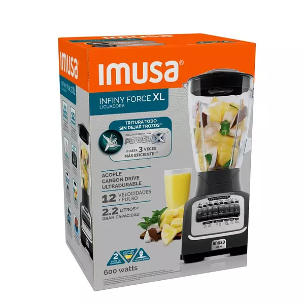Licuadora Imusa Infiny Force Gris Xl 12 Veloc V. Vidrio 1568
