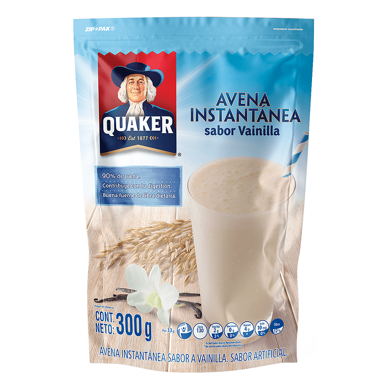 Avena instantánea sabor vainilla doypack 300gr - QUAKER