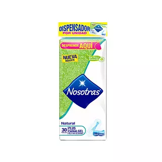 Toallas Higienica Nosotras Natural Plus Canal Gel