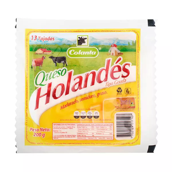 Queso Holandes Colanta Tajado