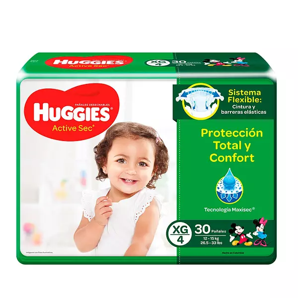 Pañales Huggies Active Sec Talla Xg