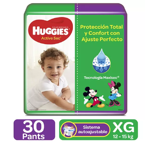 Pañales Huggie Active Sec Ajuste Perfecto Xg