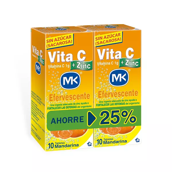 Vitamina C Mk Zinc Efervesente Sabor Mandarina