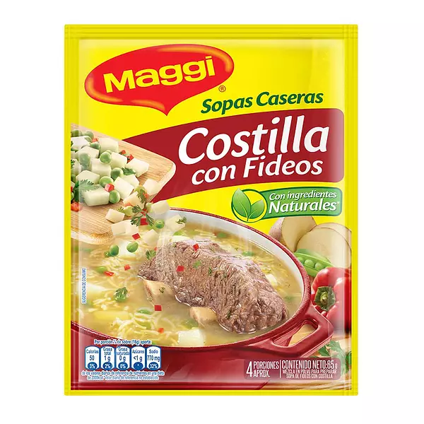 Sopa Maggi Costilla con Fideos