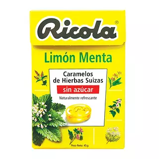 Dulces de Menta Limón Sin Azúcar Caja X27.5 Gramos - Ricola