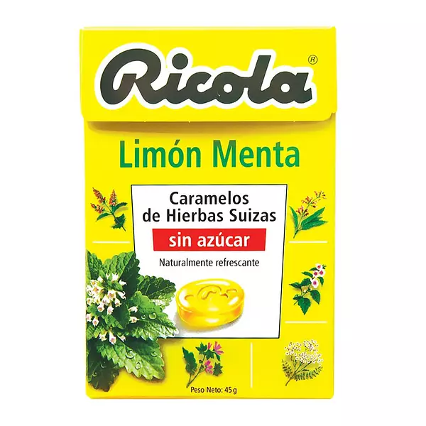 Dulces de Menta Limón Sin Azúcar Caja X27.5 Gramos - Ricola