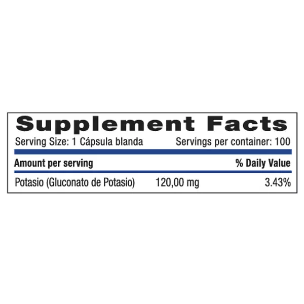 Potassium 120mg 100 Sofgels Systems