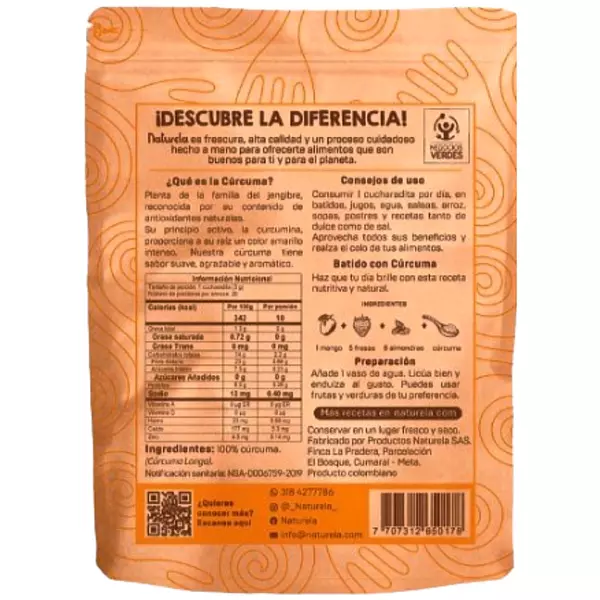 Cúrcuma En Polvo 60 Gr Naturela