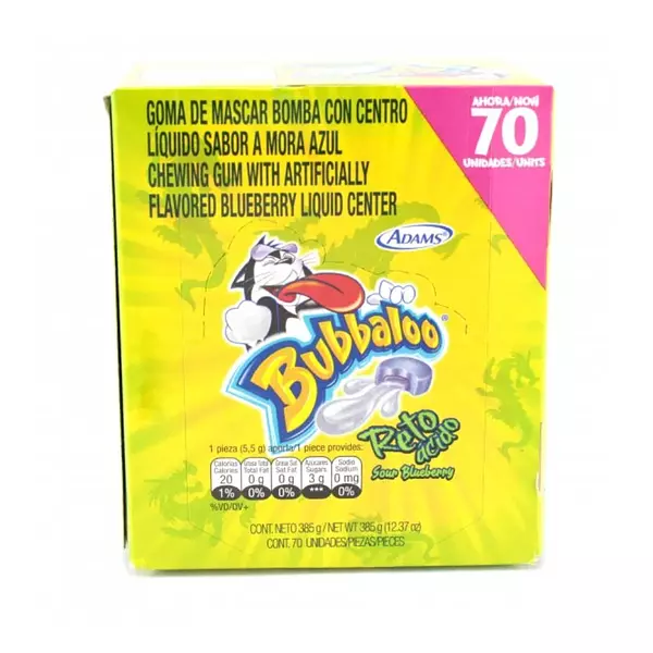 Bubbaloo Reto Acido Sabor Blueberry