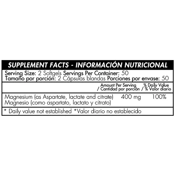 Super Magnesium 400mg 100 Softgels Healthy America