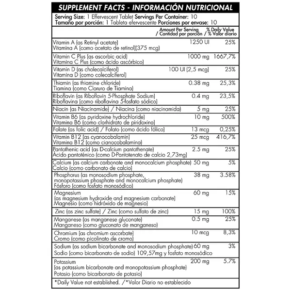 Vitamina C 1000 Mg 10 Tabletas Efervescentes Healthy America