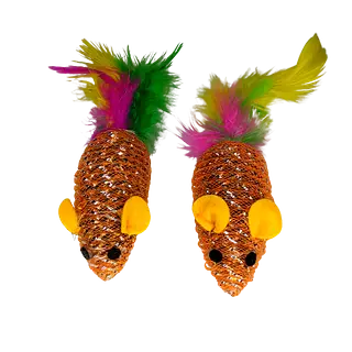 Juguete Raton Plastico Mas Pluma x 2