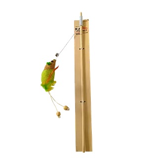 Juguete Vara Cat-Toy Raton Verde Mas Pluma