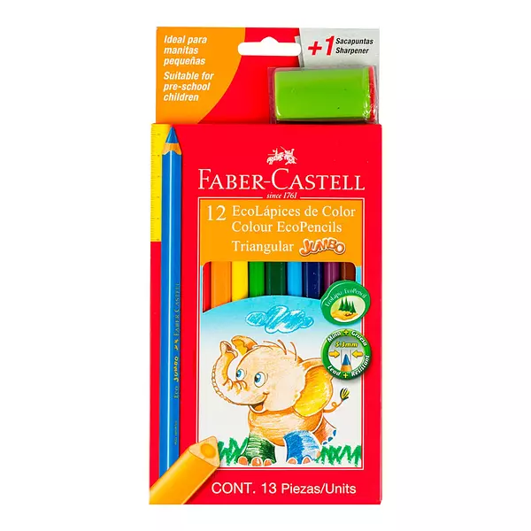 Colores Faber Castell X 12 Unidades Jumbo Triangulares