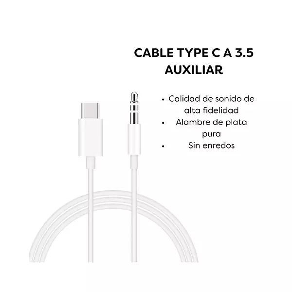 Cable Type C A 3.5 Auxiliar Audio