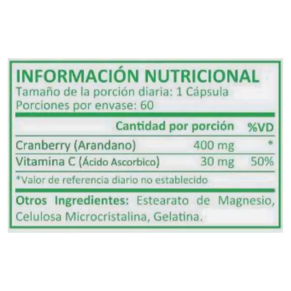 Cranberry 400 Mg 60 Cápsulas Xtralife