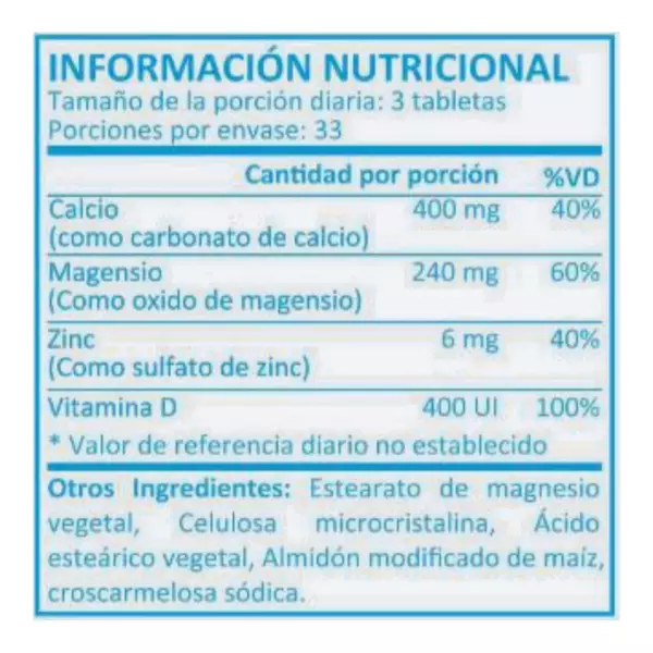 Cal - Mag - Zinc + Vitamina D 100 Tabletas Xtralife