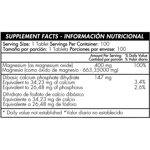 Magnesium Oxide 400 Mg 100 Tabletas Healthy América